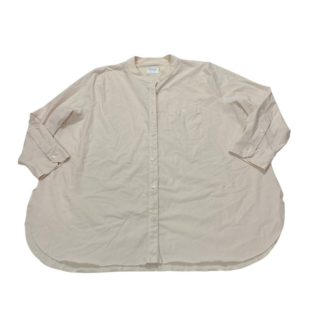 Lysse 2x Mika Piped Trim Top Tunic Blouse Minimalist Office Solid Contemporary